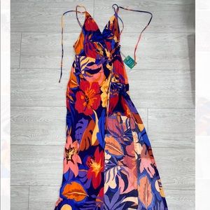 Floral open leg maxi dress